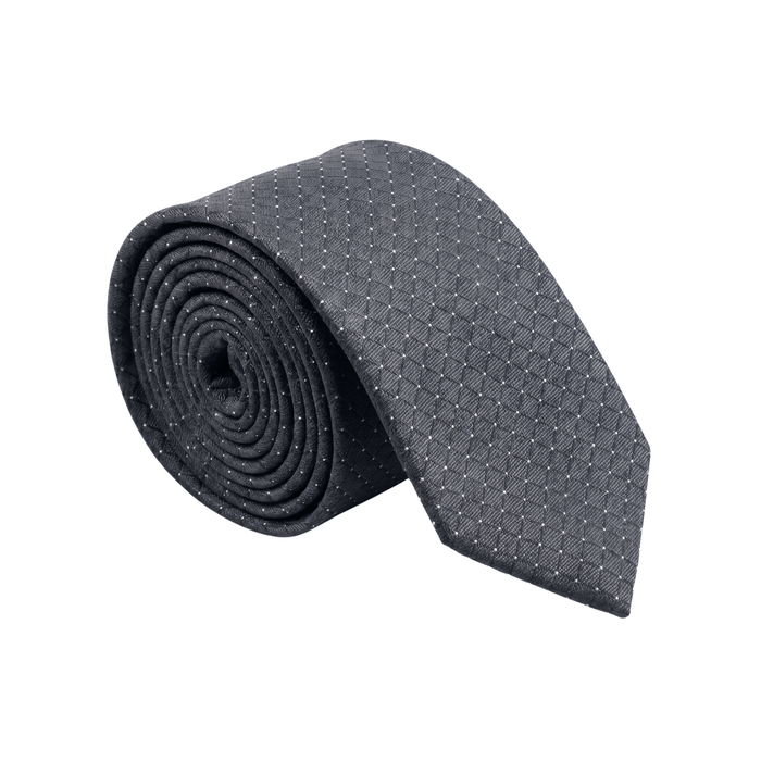 Emporio Armani 100% Silk Charcoal Gray Diamond Pattern Tie - Made in Italy