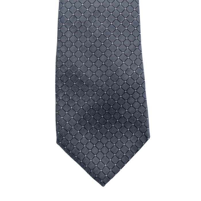 Emporio Armani 100% Silk Charcoal Gray Diamond Pattern Tie - Made in Italy