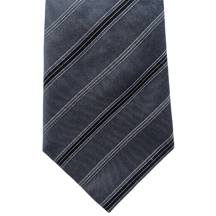 Emporio Armani 100% Silk Charcoal Gray Diagonal Stripe Tie - Made in Italy