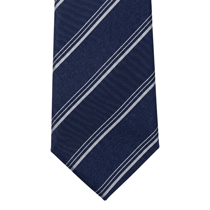 Emporio Armani 100% Silk Navy Blue Diagonal Stripe Tie - Made in Italy