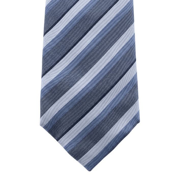 Emporio Armani 100% Silk Blue Multicolor Diagonal Stripe Tie - Made in Italy
