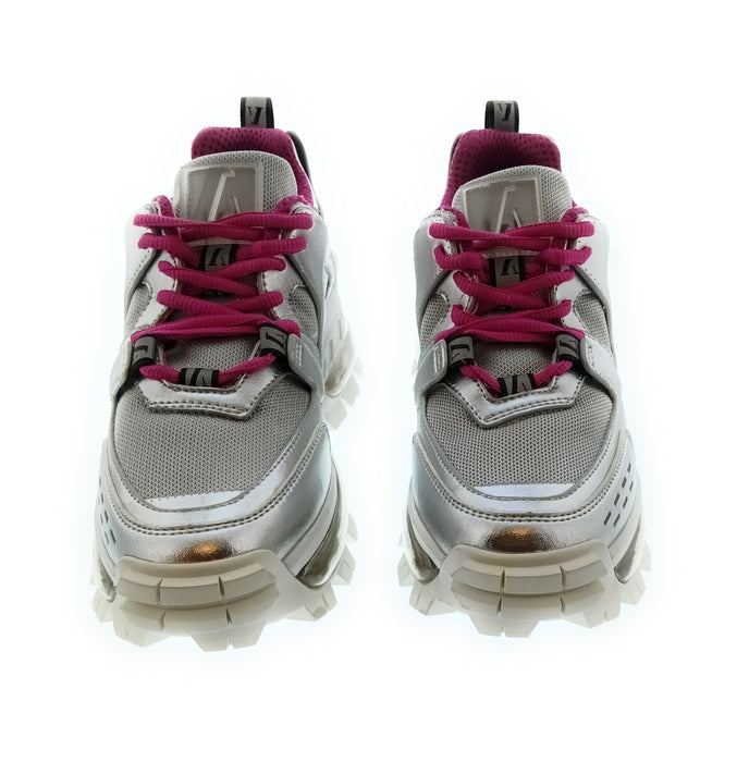 Emporio Armani Women's Silver Chunky Trail Sneakers-6.5