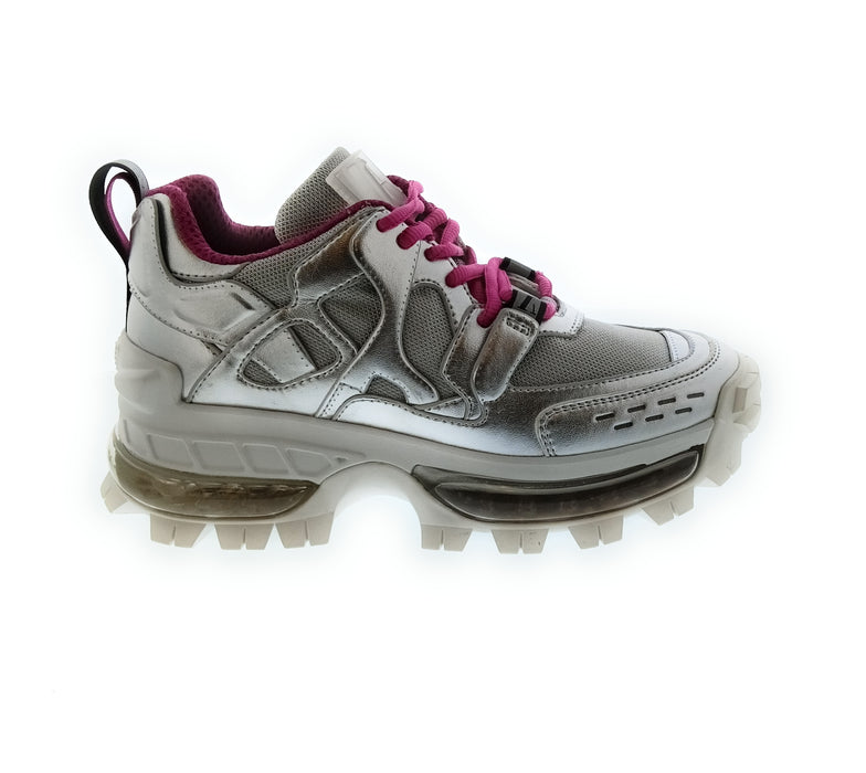 Emporio Armani Women's Silver Chunky Trail Sneakers-6.5