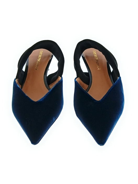 Emporio Armani Women's Teal Velvet Slingback Pumps-6.5