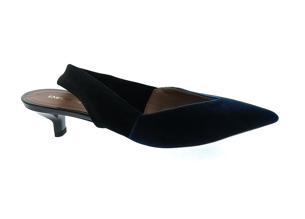 Emporio Armani Women's Teal Velvet Slingback Pumps-6.5