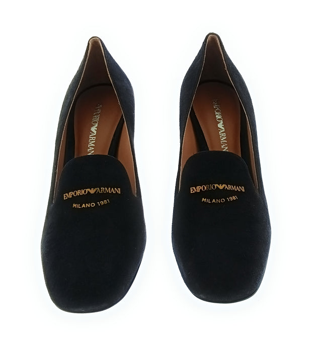 Emporio Armani Women's Black Suede Block-Heel Pumps-6.5