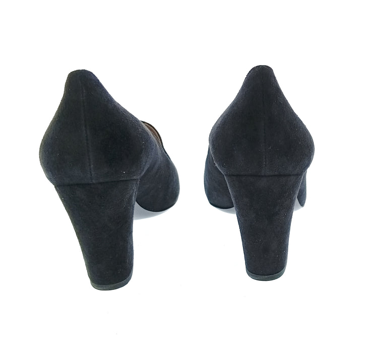 Emporio Armani Women's Black Suede Block-Heel Pumps-6.5