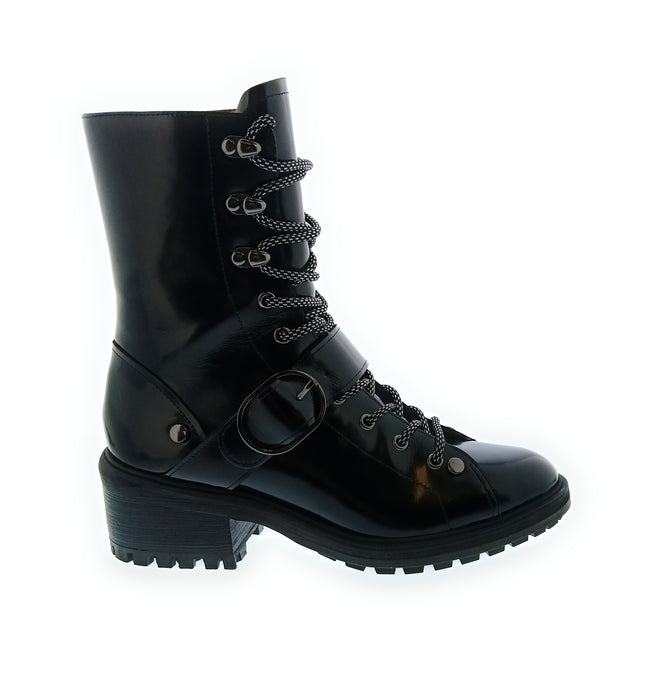 Emporio Armani Women's Black Patent Combat Boots-7.5