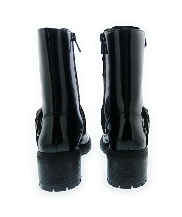 Emporio Armani Women's Black Patent Combat Boots-7.5