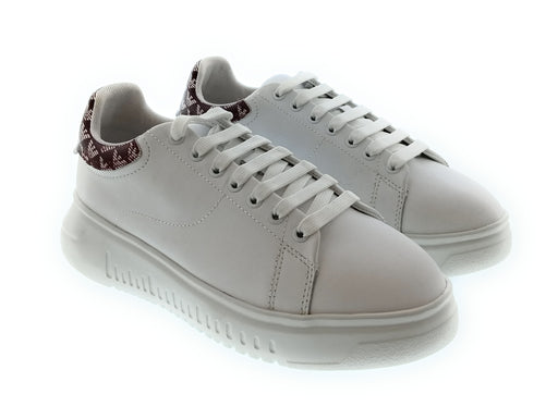 Emporio Armani Women's White Leather Low-Top Sneakers-6.5