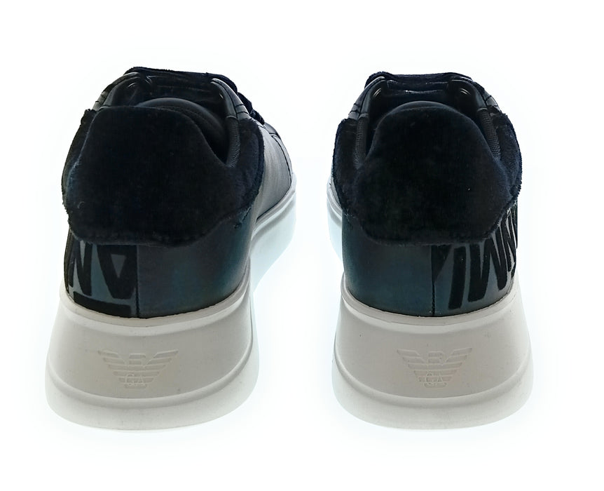 Emporio Armani Women's Black Allover-Logo Low-Top Sneakers-6.5