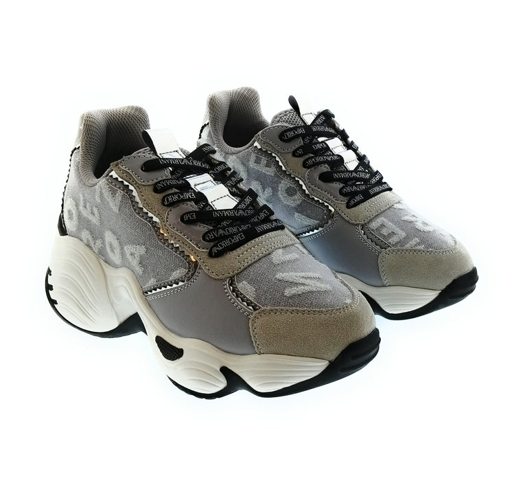 Emporio Armani Women's Grey Chunky Logo Sneakers-6.5