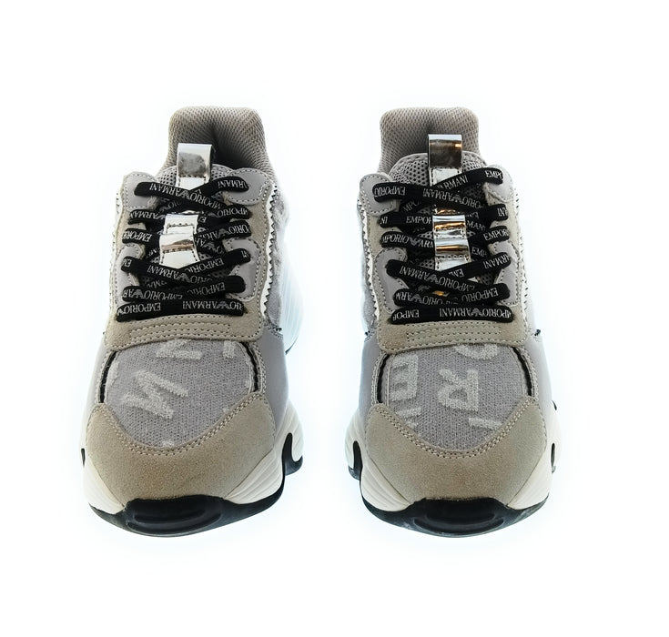 Emporio Armani Women's Grey Chunky Logo Sneakers-6.5