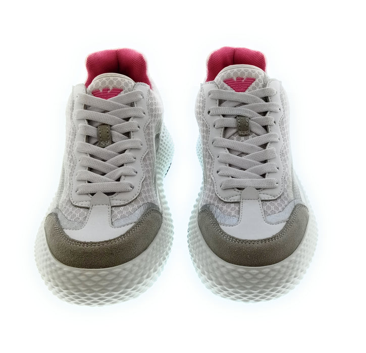 Emporio Armani Women's White Grey Textured-Sole Sneakers-6.5