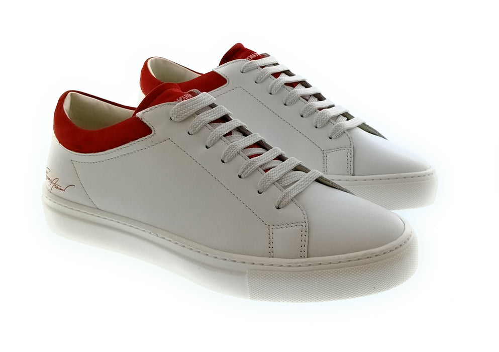 Emporio Armani Women's White Red Signature Low-Top Sneakers-9