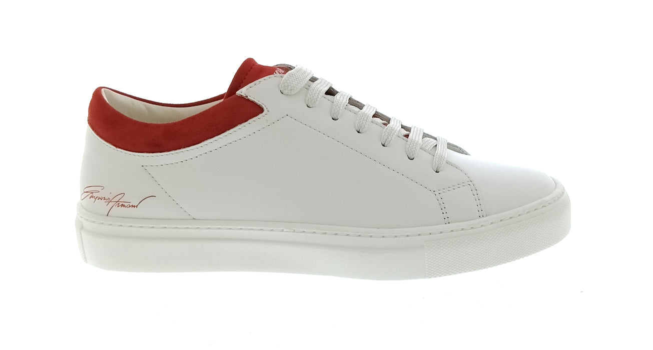 Emporio Armani Women's White Red Signature Low-Top Sneakers-