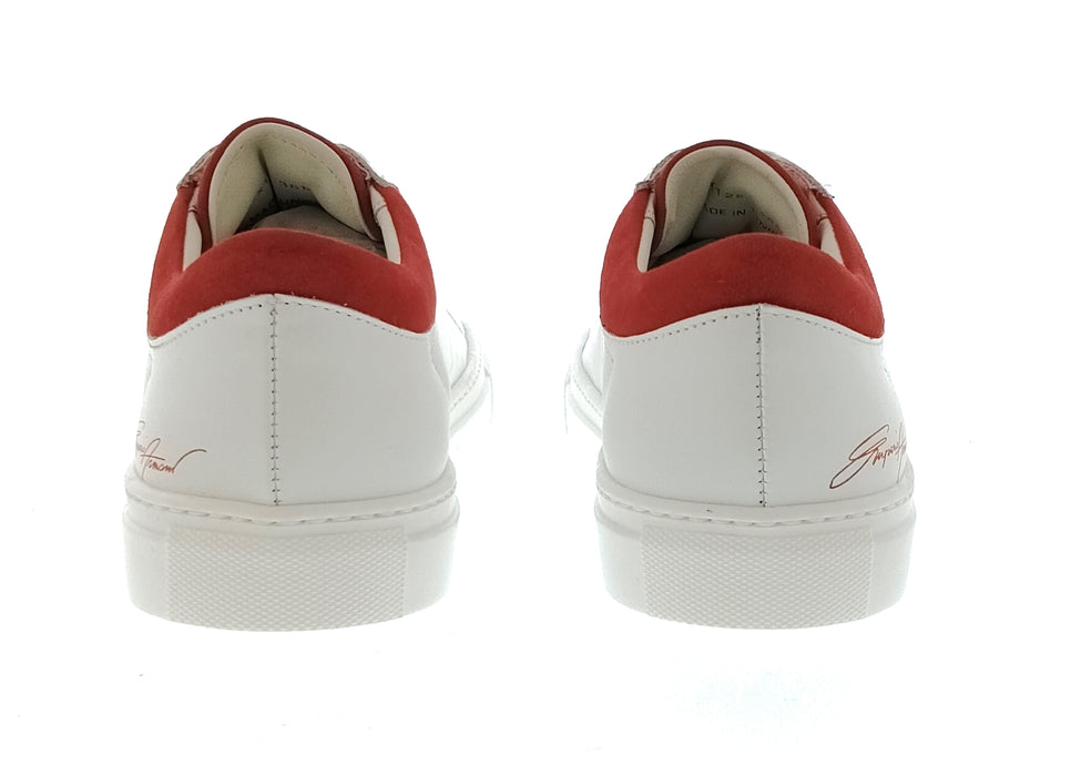 Emporio Armani Women's White Red Signature Low-Top Sneakers-