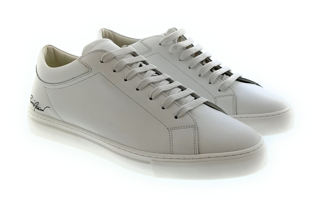 Emporio Armani Women's White Signature Leather Sneakers-8