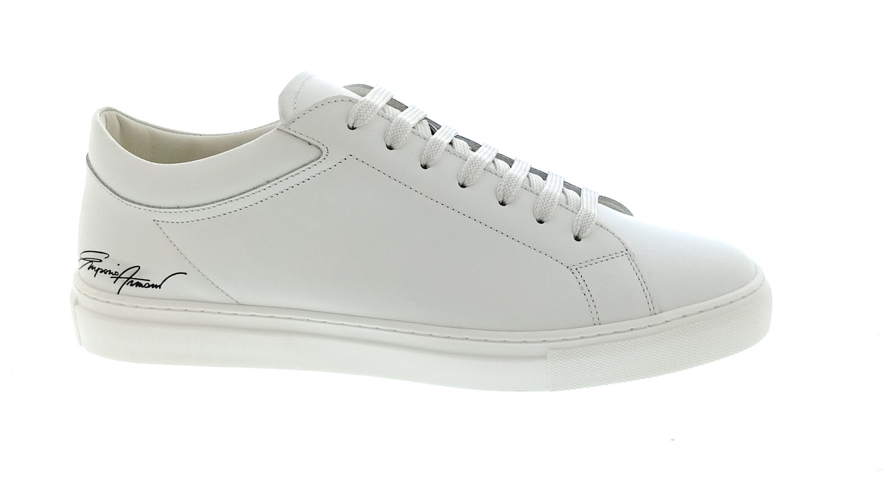Emporio Armani Women's White Signature Leather Sneakers-