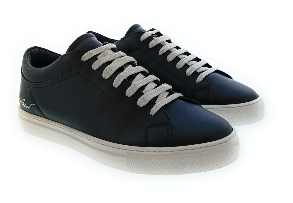 Emporio Armani Women's Black Signature Leather Sneakers-7