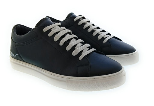 Emporio Armani Women's Black Signature Leather Sneakers-