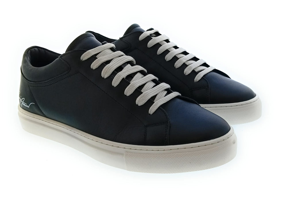 Emporio Armani Women's Black Signature Leather Sneakers-7.5