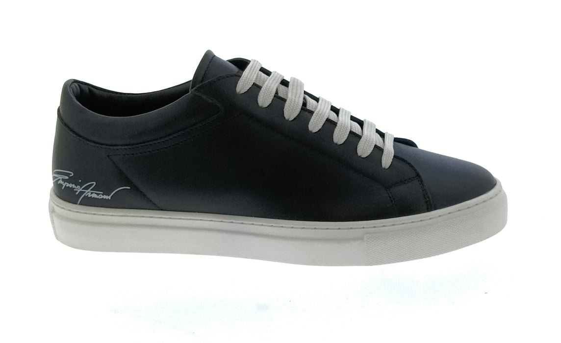 Emporio Armani Women's Black Signature Leather Sneakers-7