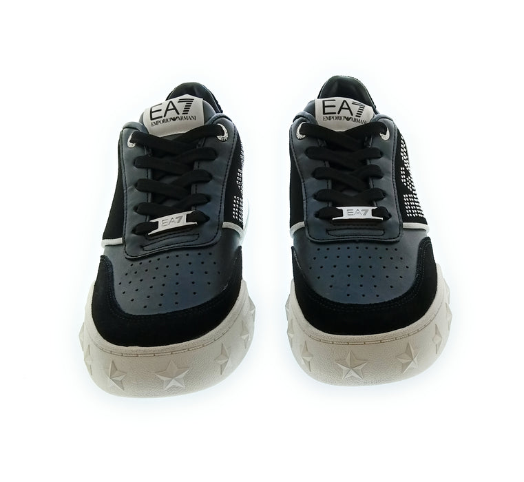 Emporio Armani Women's Black Metallic-Accent Chunky Sneakers-