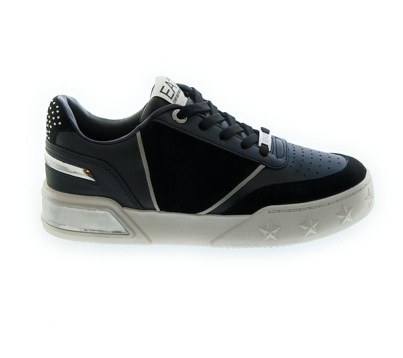 Emporio Armani Women's Black Metallic-Accent Chunky Sneakers-