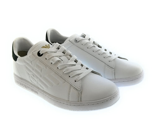 Emporio Armani Women's White Black Logo Low-Top Sneakers-7