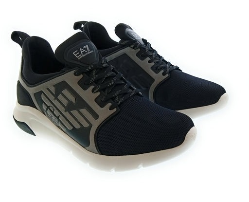 Emporio Armani Women's Black Grey Logo Runner Sneakers-8.5