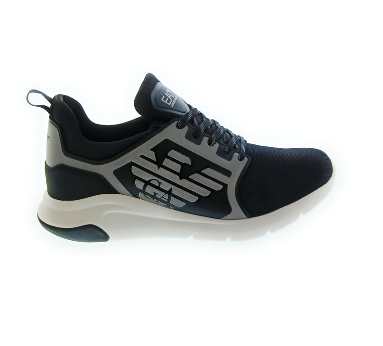 Emporio Armani Women's Black Grey Logo Runner Sneakers-8.5