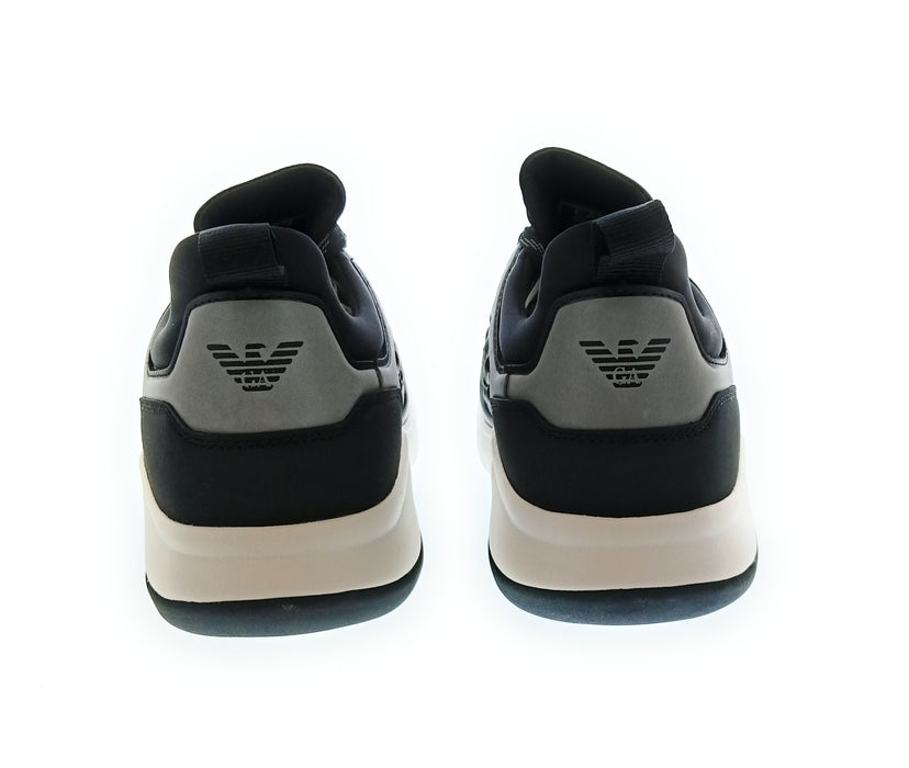 Emporio Armani Women's Black Grey Logo Runner Sneakers-8.5