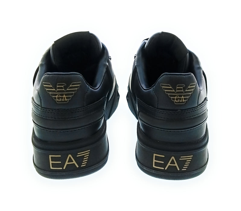Emporio Armani Women's Black Leather Logo Low-Top Sneakers-6.5