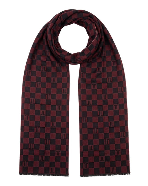 Lanvin Red Elegant Black with Modern Striped 100% Wool Scarf