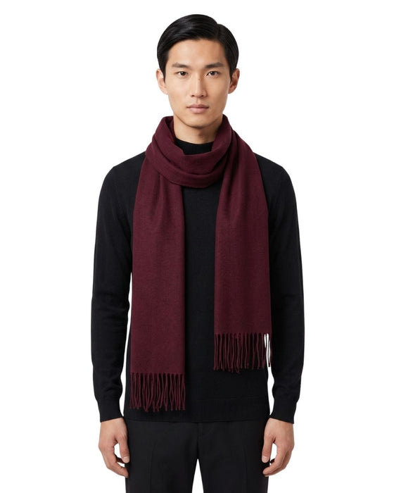 Lanvin Burgundy Luxurious Modern 100% Virgin Wool Scarf