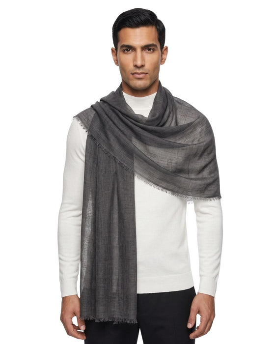 Lanvin Gray Luxurious Modern 100% Cashmere Scarf