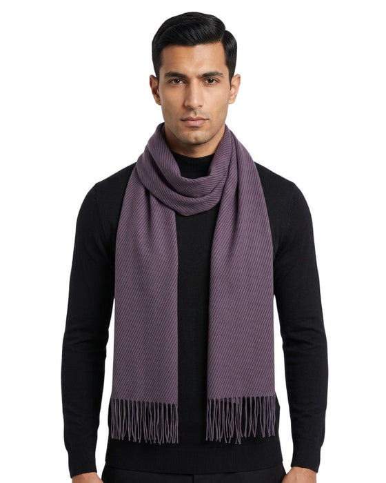 Lanvin 100% Wool Scarf – Elegant Purple Fringed Wrap