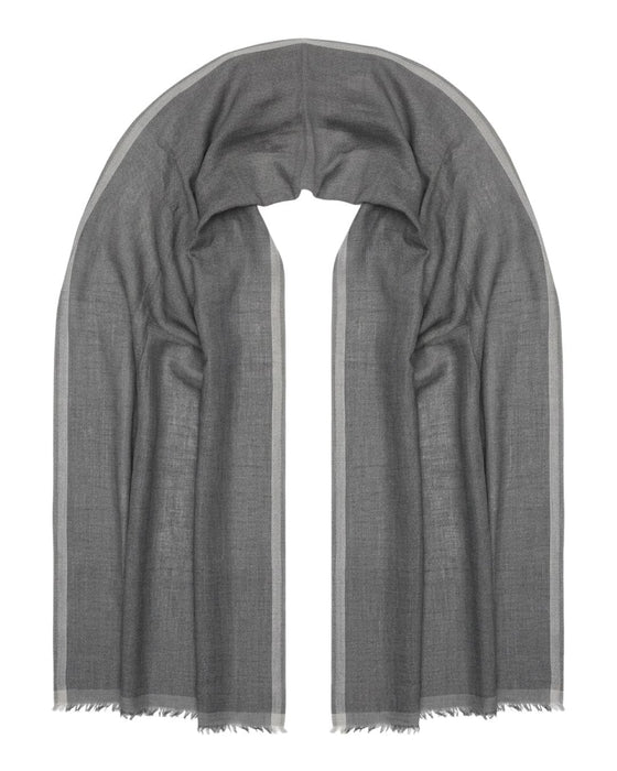 Lanvin Soft Luxurious Linen Cotton Blend Gray Fringe Scarf