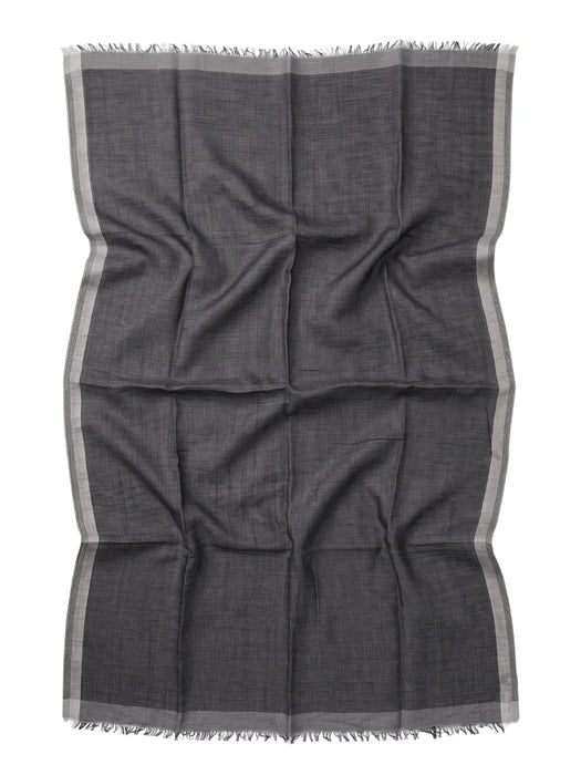 Lanvin Soft Luxurious Linen Cotton Blend Gray Fringe Scarf