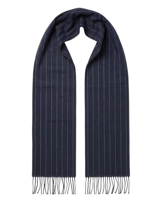 Lanvin 100% Wool Scarf – Black Pinstripe Design, Lightweight