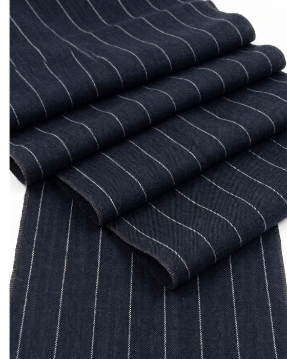 Lanvin 100% Wool Scarf – Black Pinstripe Design, Lightweight