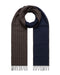 Lanvin 100% Wool Scarf – Brown Pinstripe, Lightweight Fringed Design