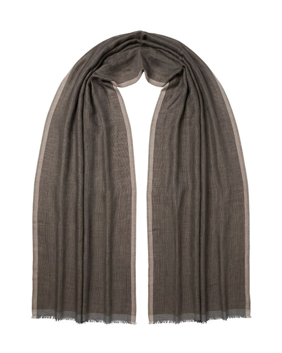 Lanvin Linen-Cotton Blend Scarf – Lightweight Brown Wrap,  Breathable Design