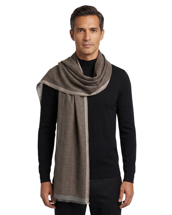 Lanvin Linen-Cotton Blend Scarf – Lightweight Brown Wrap,  Breathable Design
