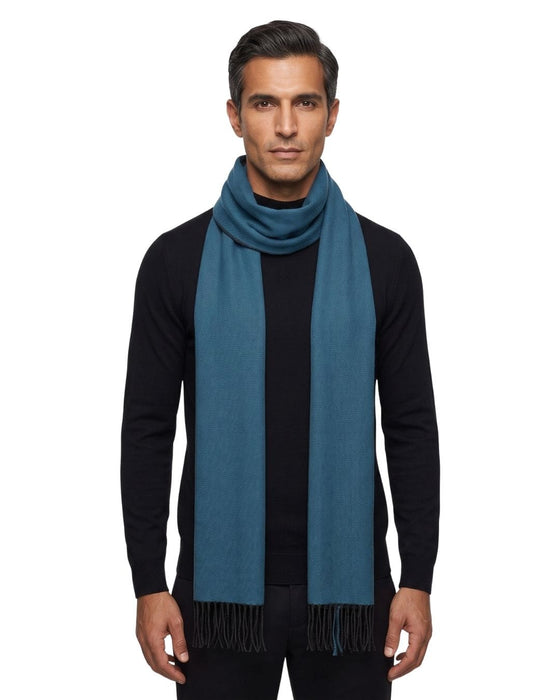 Lanvin 100% Virgin Wool Scarf – Herringbone Pattern, Elegant Fringed Design