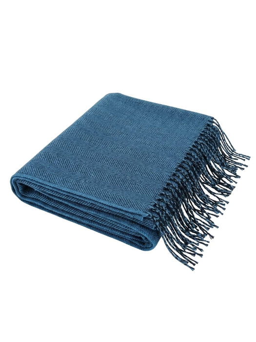 Lanvin 100% Virgin Wool Scarf – Herringbone Pattern, Elegant Fringed Design