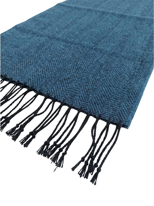 Lanvin 100% Virgin Wool Scarf – Herringbone Pattern, Elegant Fringed Design