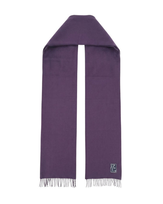 Lanvin Soft Luxurious 100% Wool Purple Fringe Scarf
