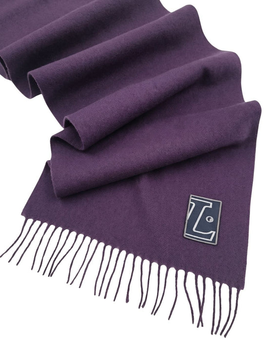 Lanvin Soft Luxurious 100% Wool Purple Fringe Scarf